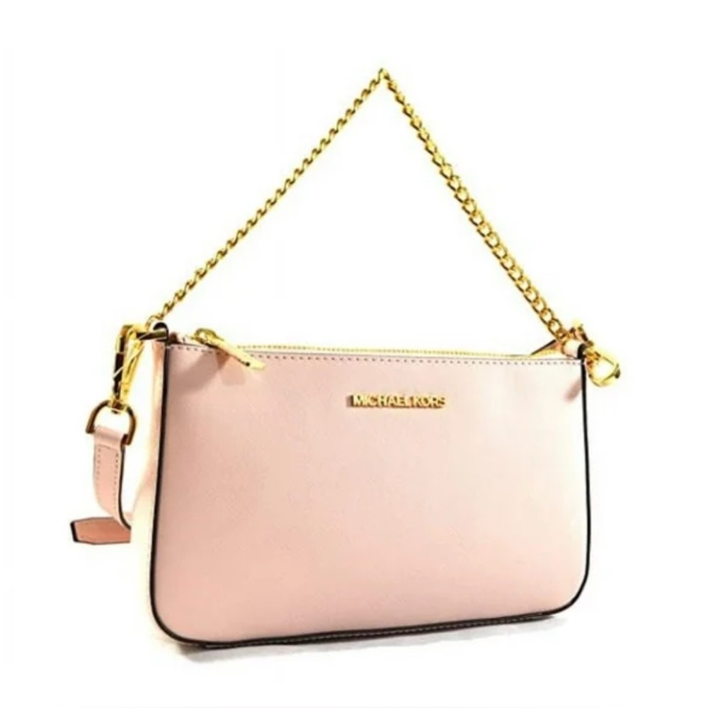 MICHAEL KORS JET SET TRAVEL CROSSBODY SAFFIANO LEATHER POWDER BLUSH